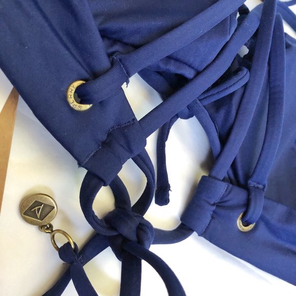 Sperry Blue Bralette Criss Cross Swim Bikini Top - Picture 8 of 13
